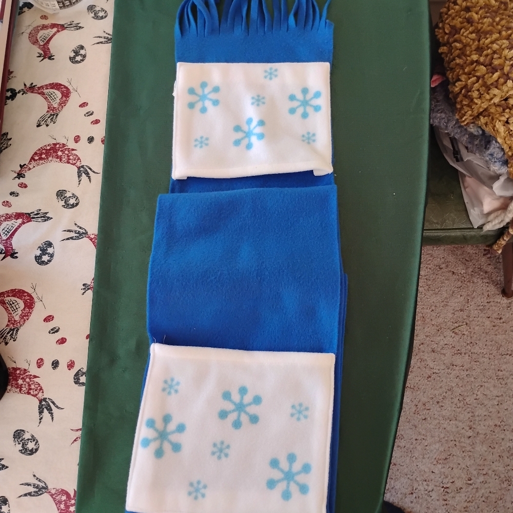 Blue and White Snowflake Scarf